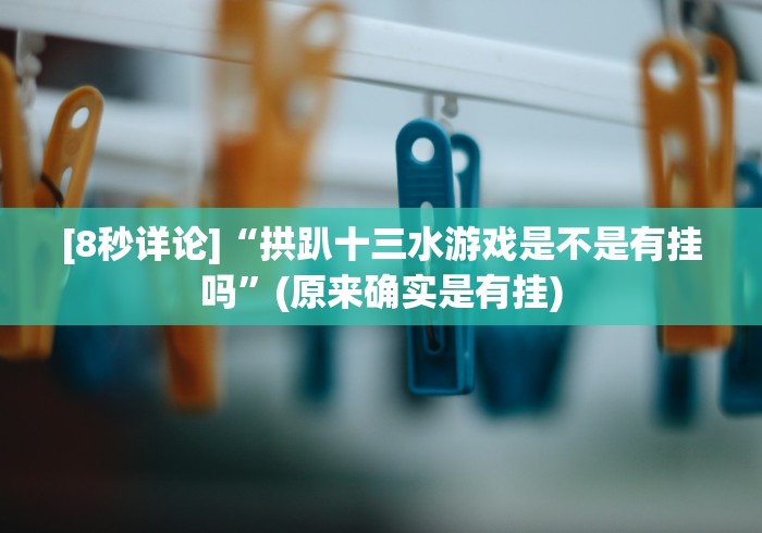 [8秒详论]“拱趴十三水游戏是不是有挂吗”(原来确实是有挂)